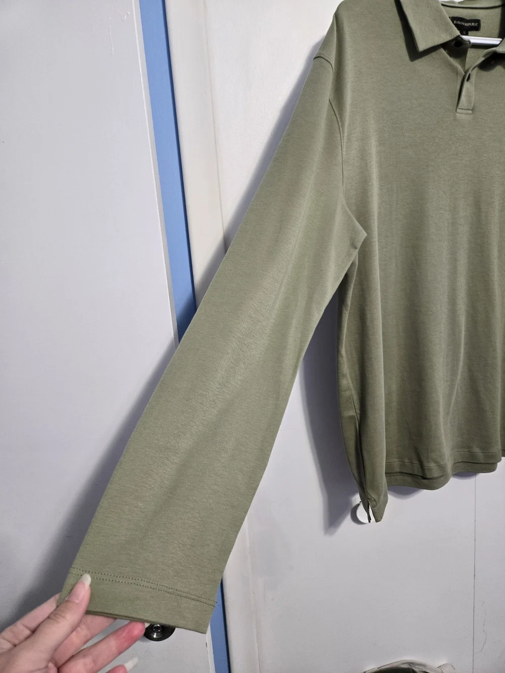 Banana Republic Men's XL Long Sleeve Polo Shirt 100% Cotton Olive Green